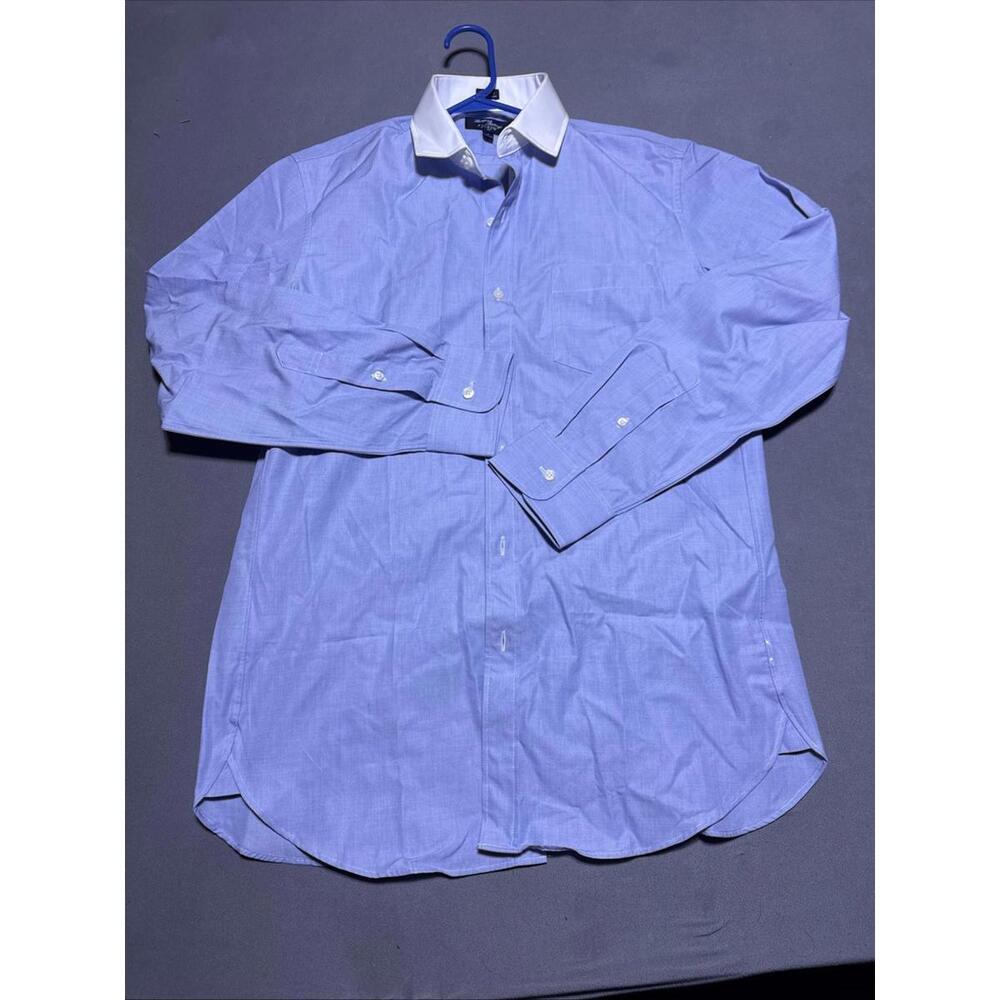 J. Crew Dress Shirt Thompson Mens M 15-15.5 Blue With White Collar, 80s 2Ply